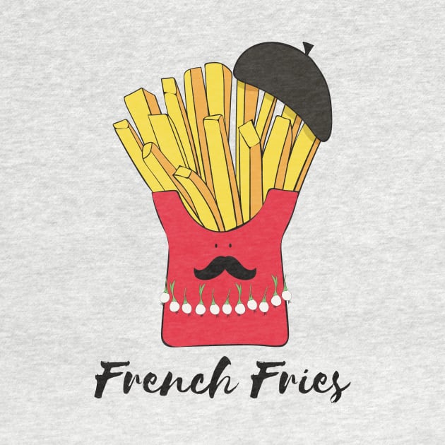 French Fries- Cute Fries Wearing Beret by Dreamy Panda Designs